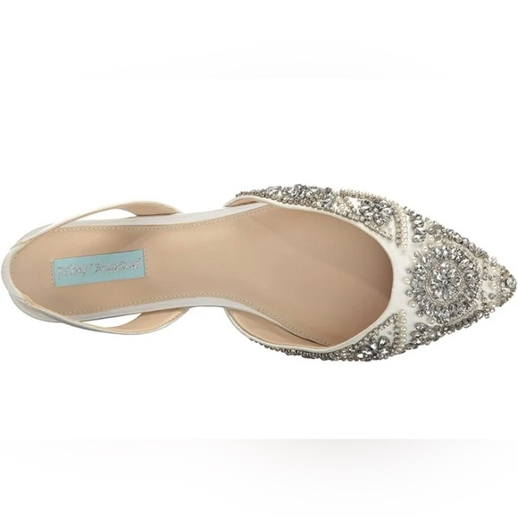 Betsey Johnson Shoes - Beaded Embellished Ivory Slingback Flat - Women's Dress Shoe